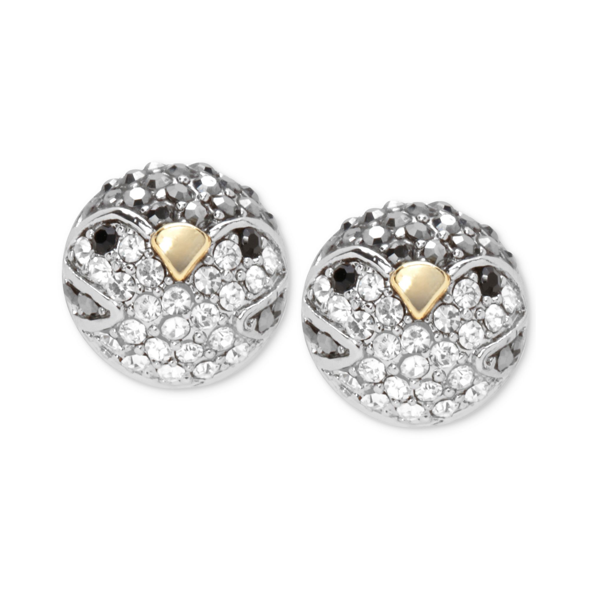 Lyst Fossil Silver Tone Crystal Penguin Stud Earrings In Metallic Gallery