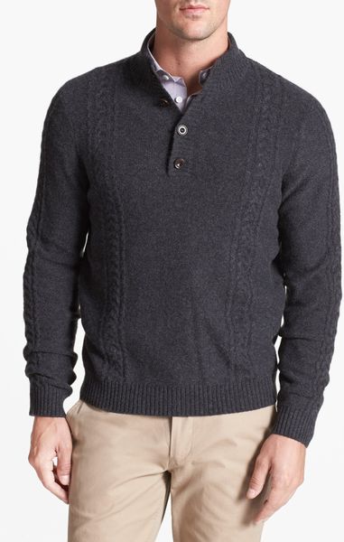 John W. Nordstrom® Quarter Button Cashmere Sweater in Gray for Men ...