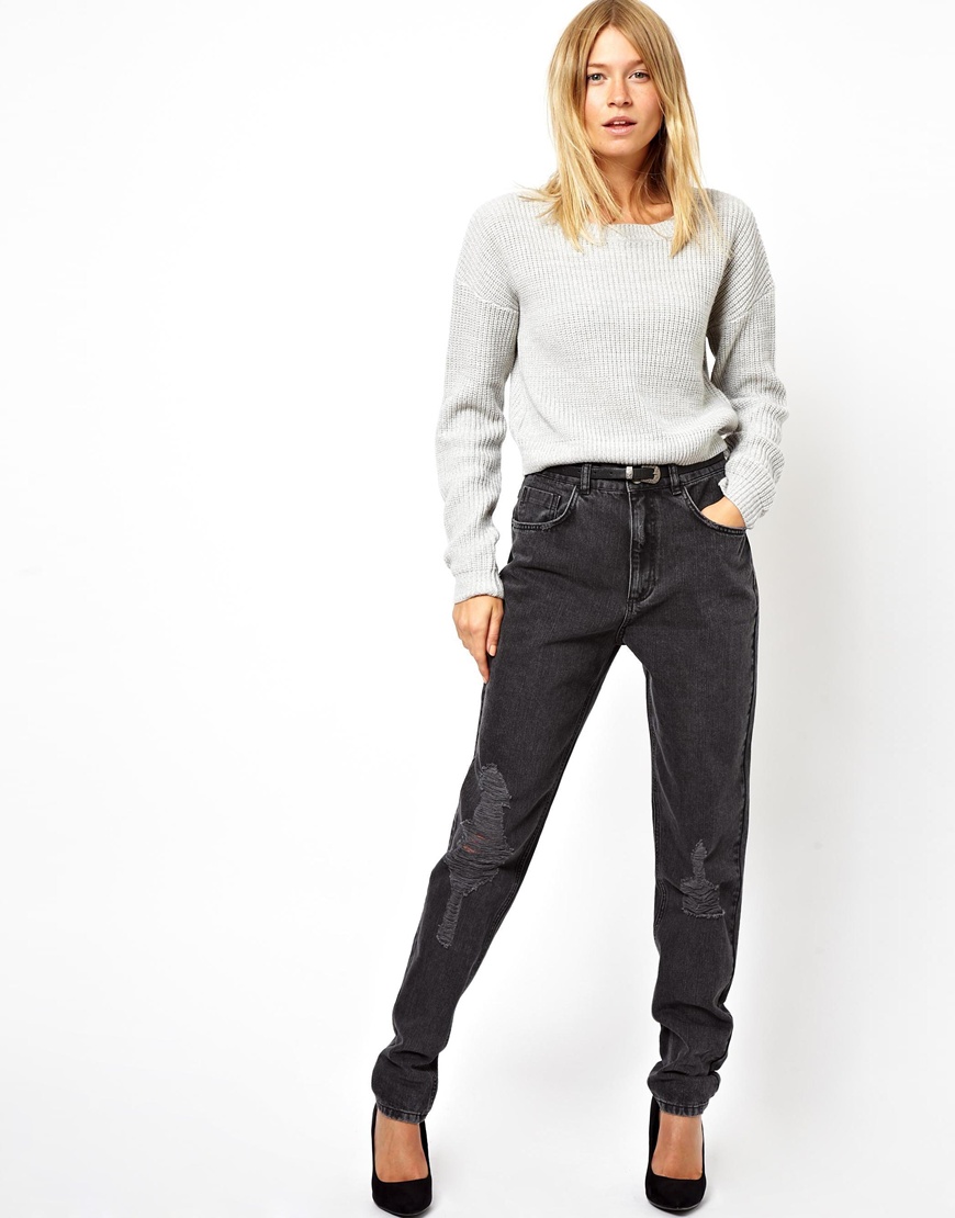 cheap black mom jeans