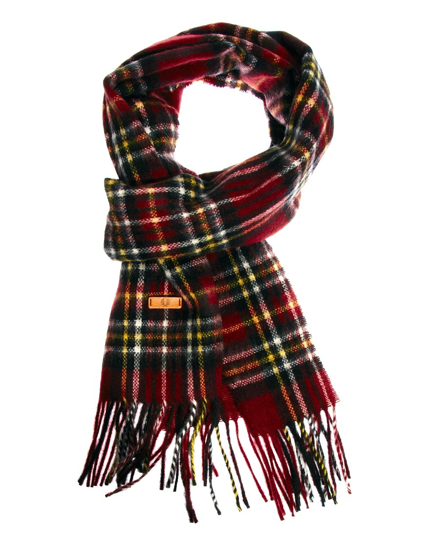 Fred perry Plaid Scarf in Red for Men | Lyst