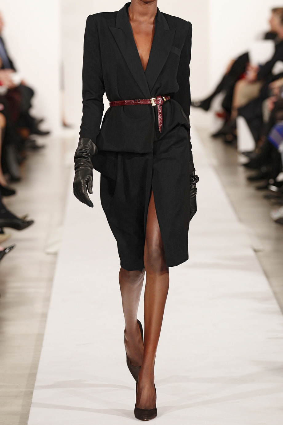 Lyst Oscar De La Renta Wool Wrap Suit Dress in Black