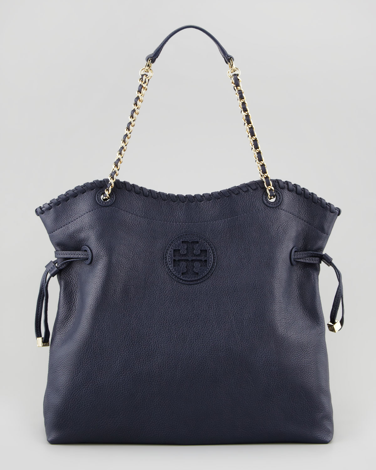 Tory burch Marion Slouchy Leather Tote Bag Tory Navy in Blue | Lyst