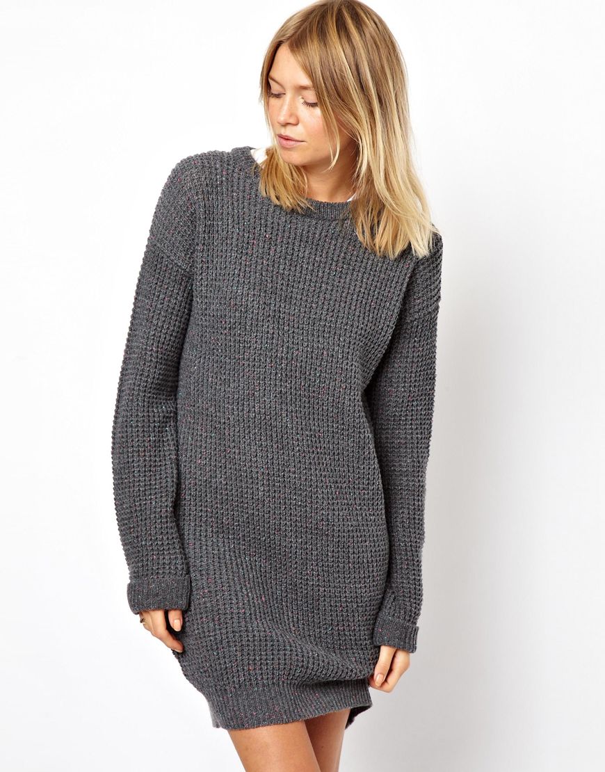 Lyst - Asos Sweater Dress in Gray