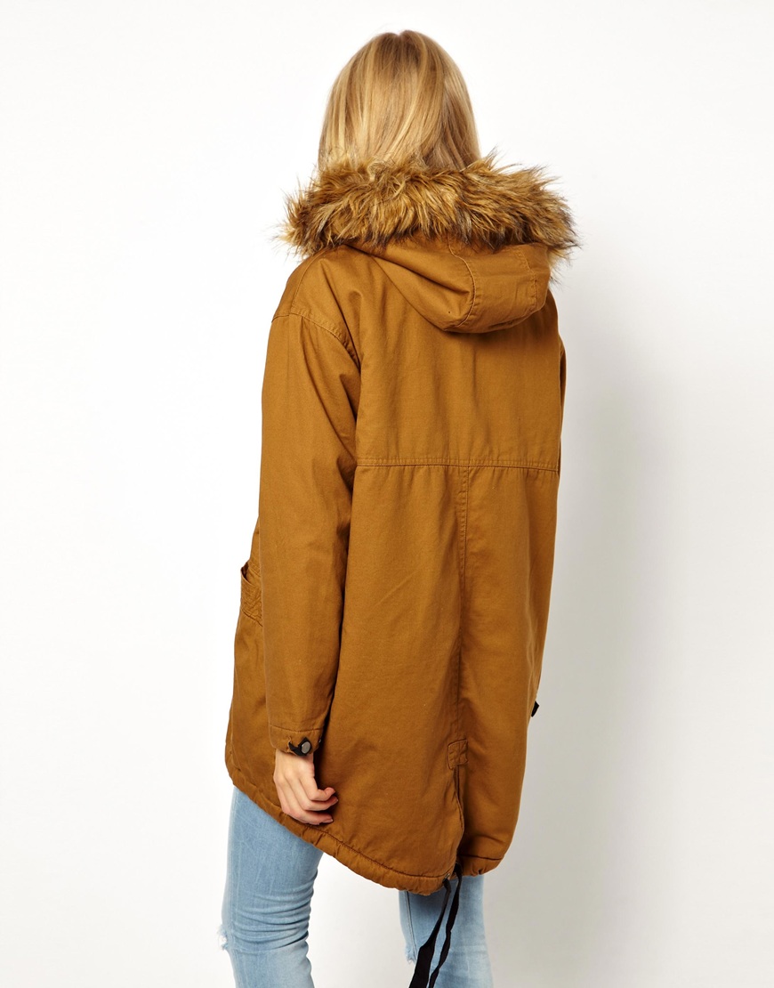 oversized fur parka