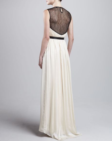 Catherine Deane Othena Laceyoke Long Gown in White (CREAM/BLACK) | Lyst