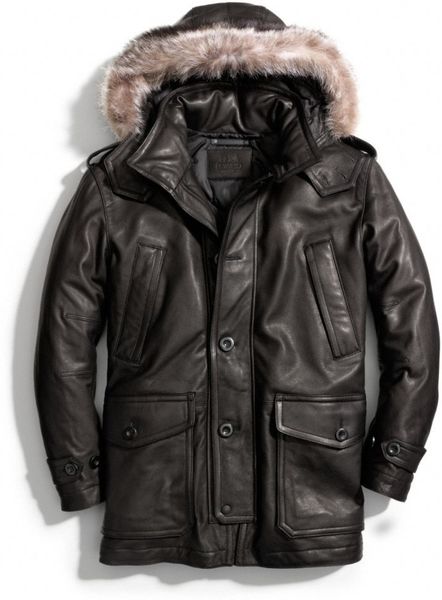 Coach Thompson Leather Snorkel Coat in Black for Men | Lyst