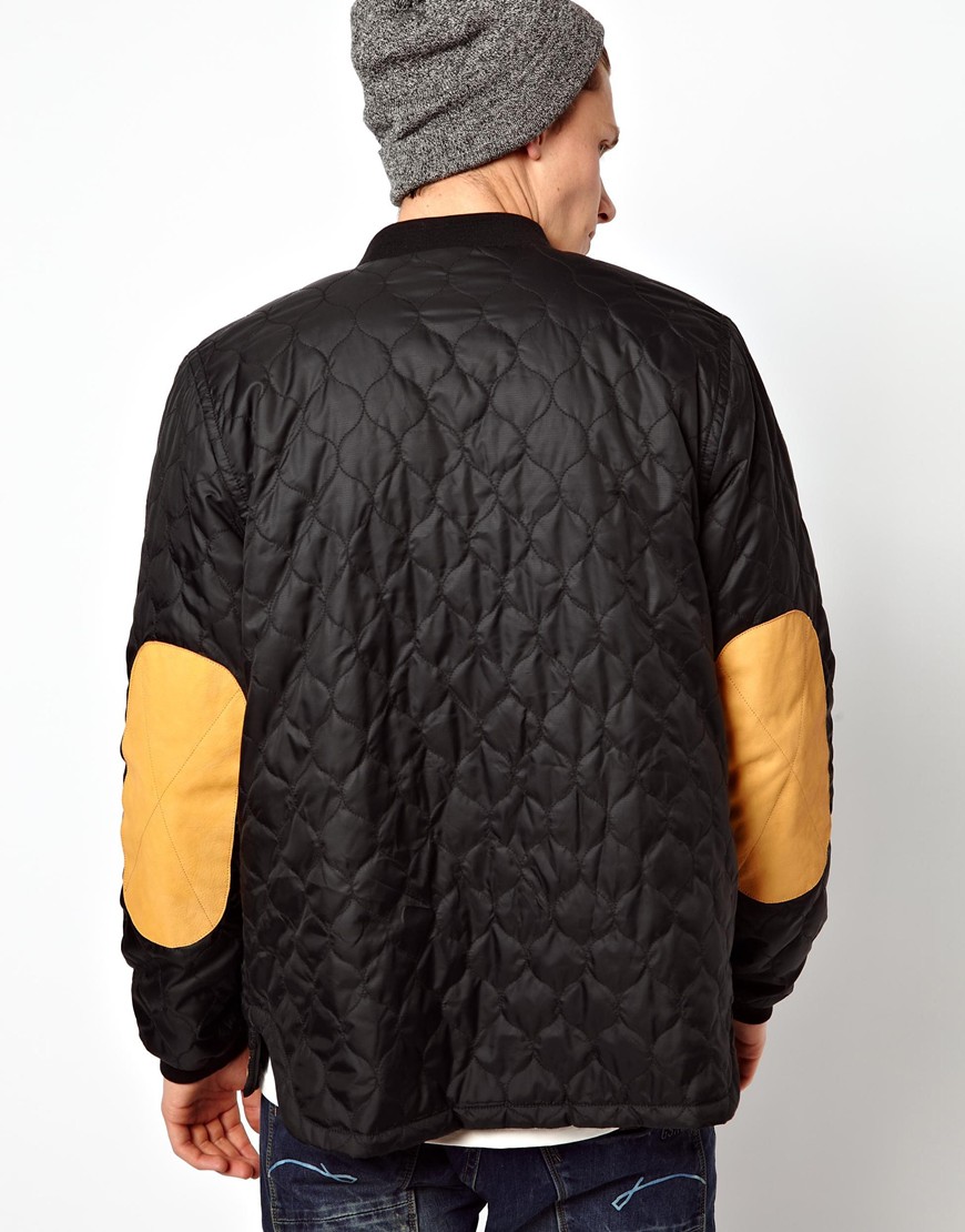 Lyst Michael Kors Quilted Jacket with Leather Elbow Patches in Black