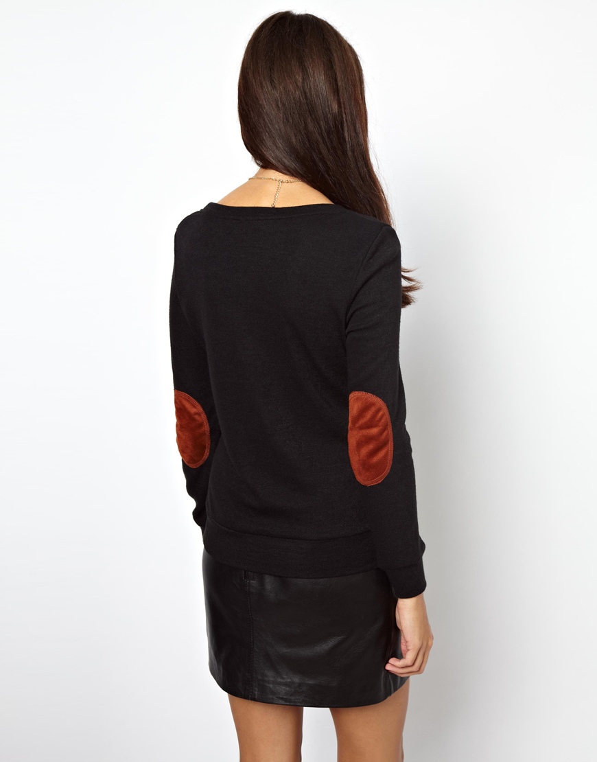 Lyst Glamorous Knit Sweater with Elbow Patch in Black