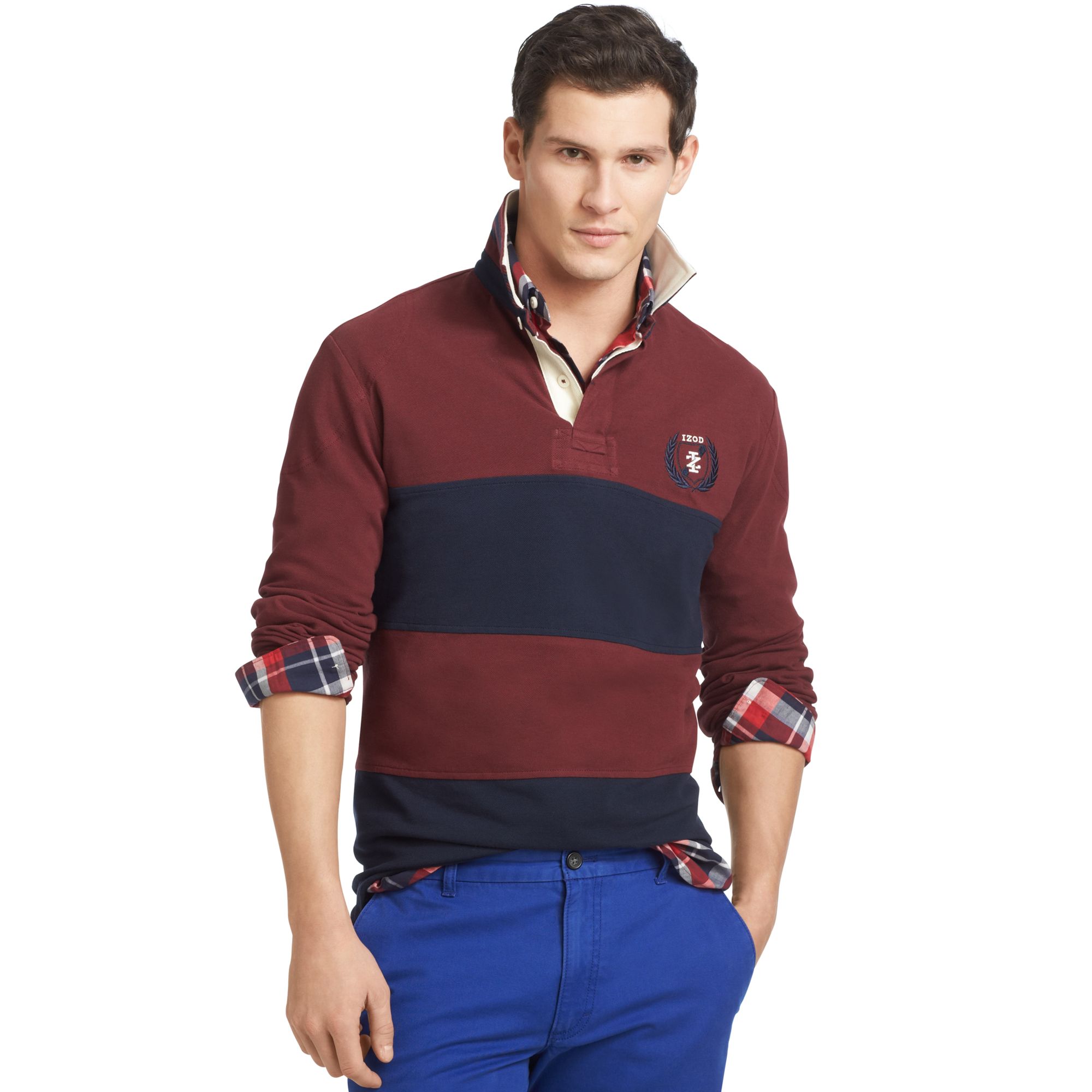 Lyst - Izod Shirt Longsleeve Striped Rugby Polo in Blue for Men