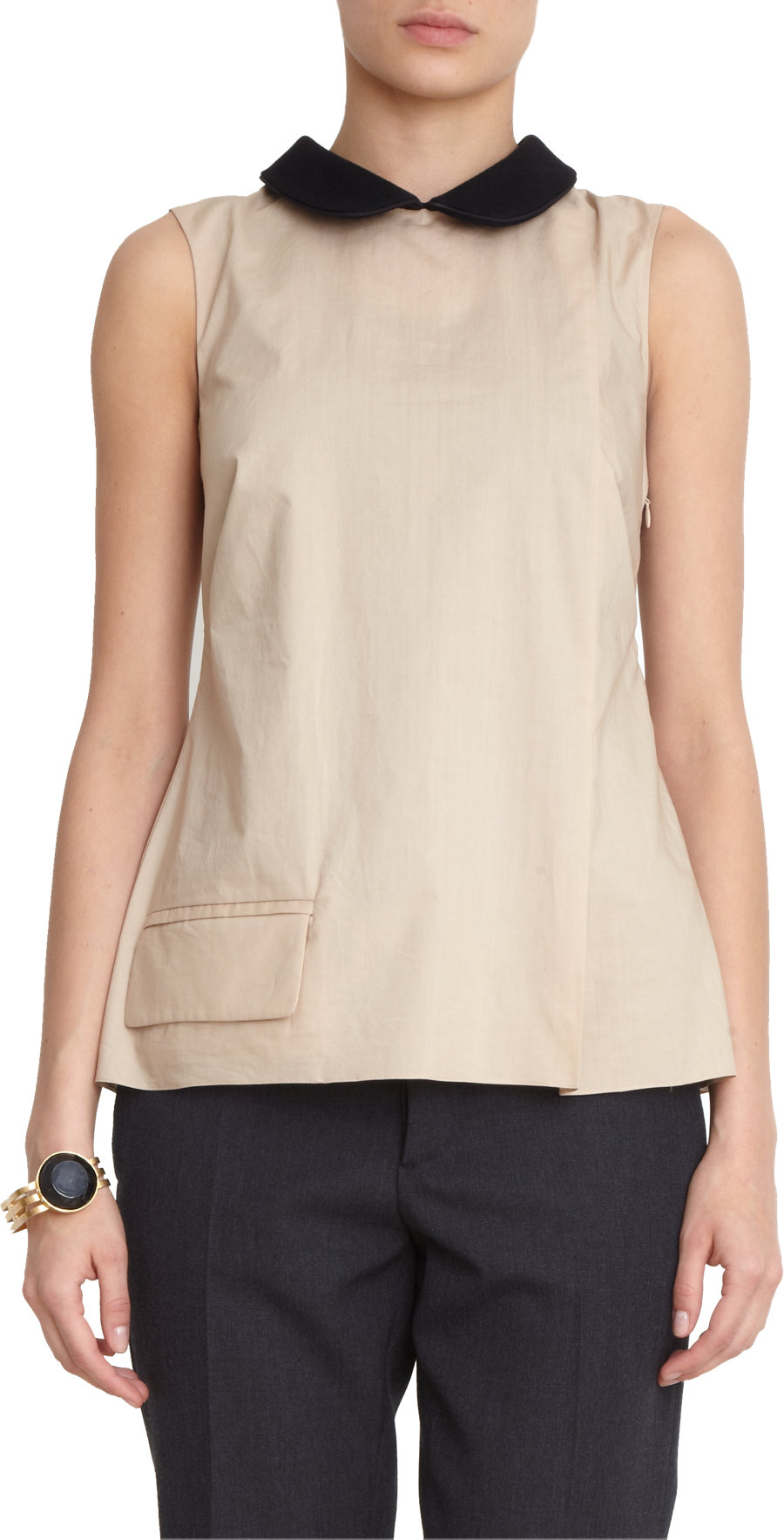 Lyst Marni Round Collar Sleeveless Top in Natural