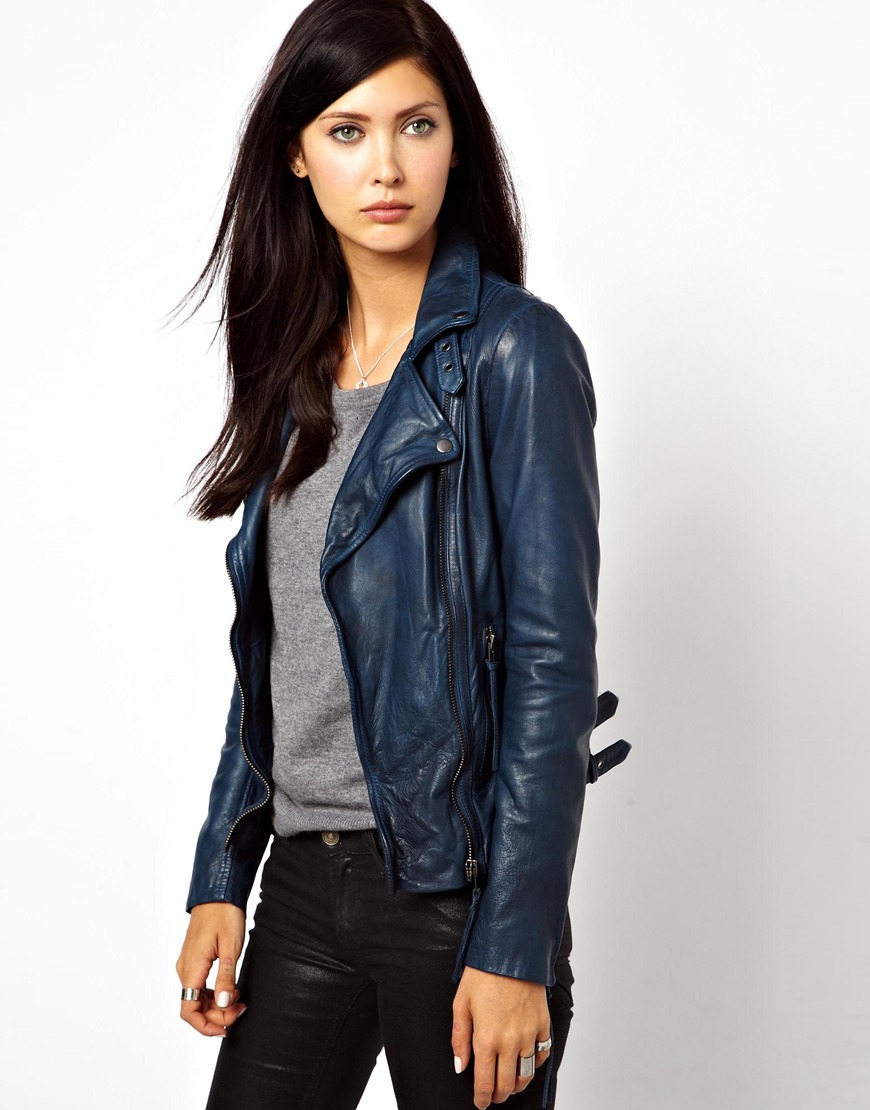 Lyst - Muubaa Reval Lambs Leather Jacket With Buckle Detail On Neck And ...