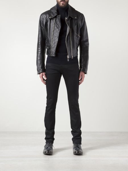 Dolce & Gabbana Quilted Leather Motorcycle Jacket in Black for Men | Lyst
