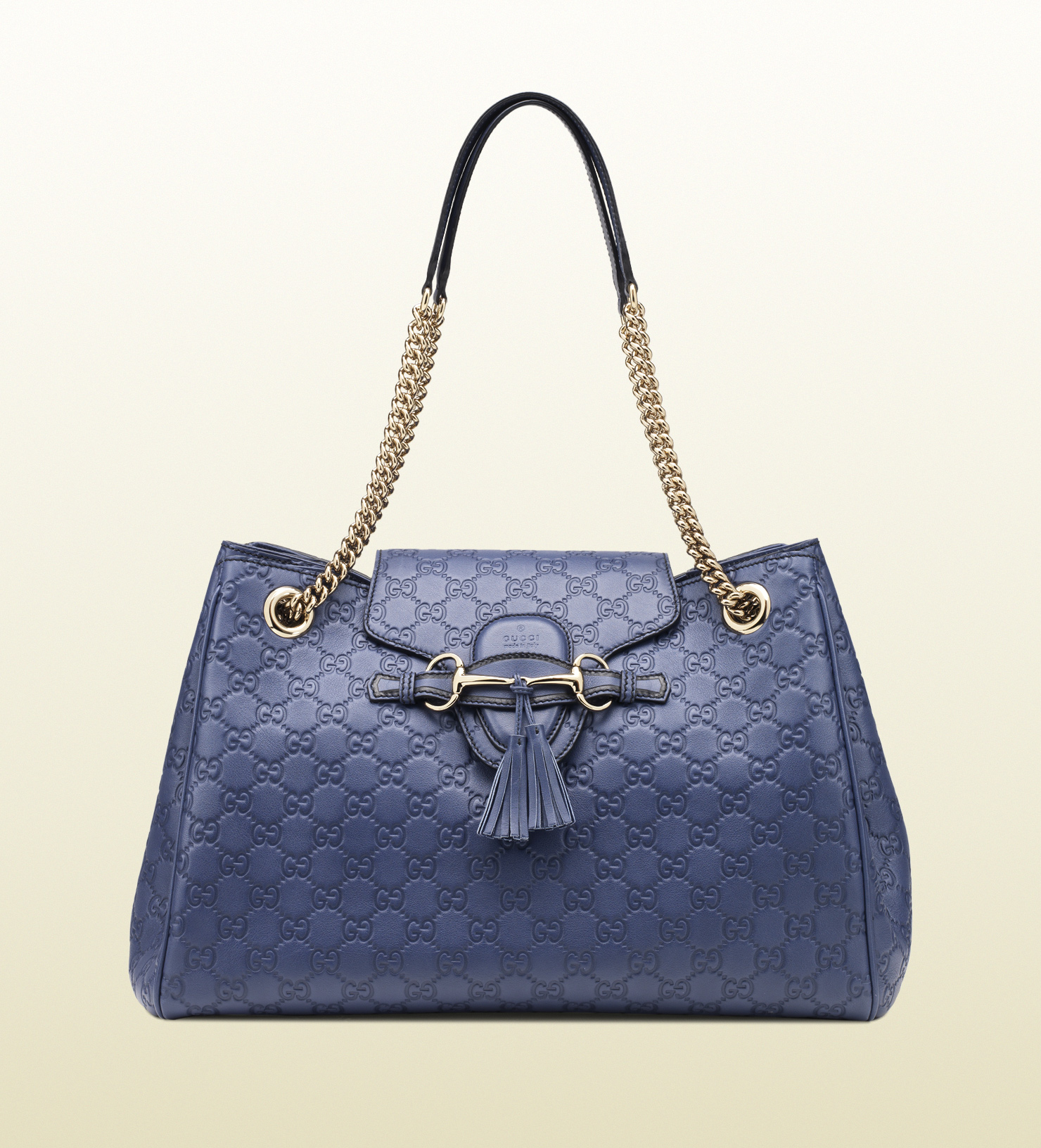 Lyst - Gucci Emily Ssima Leather Shoulder Bag in Blue