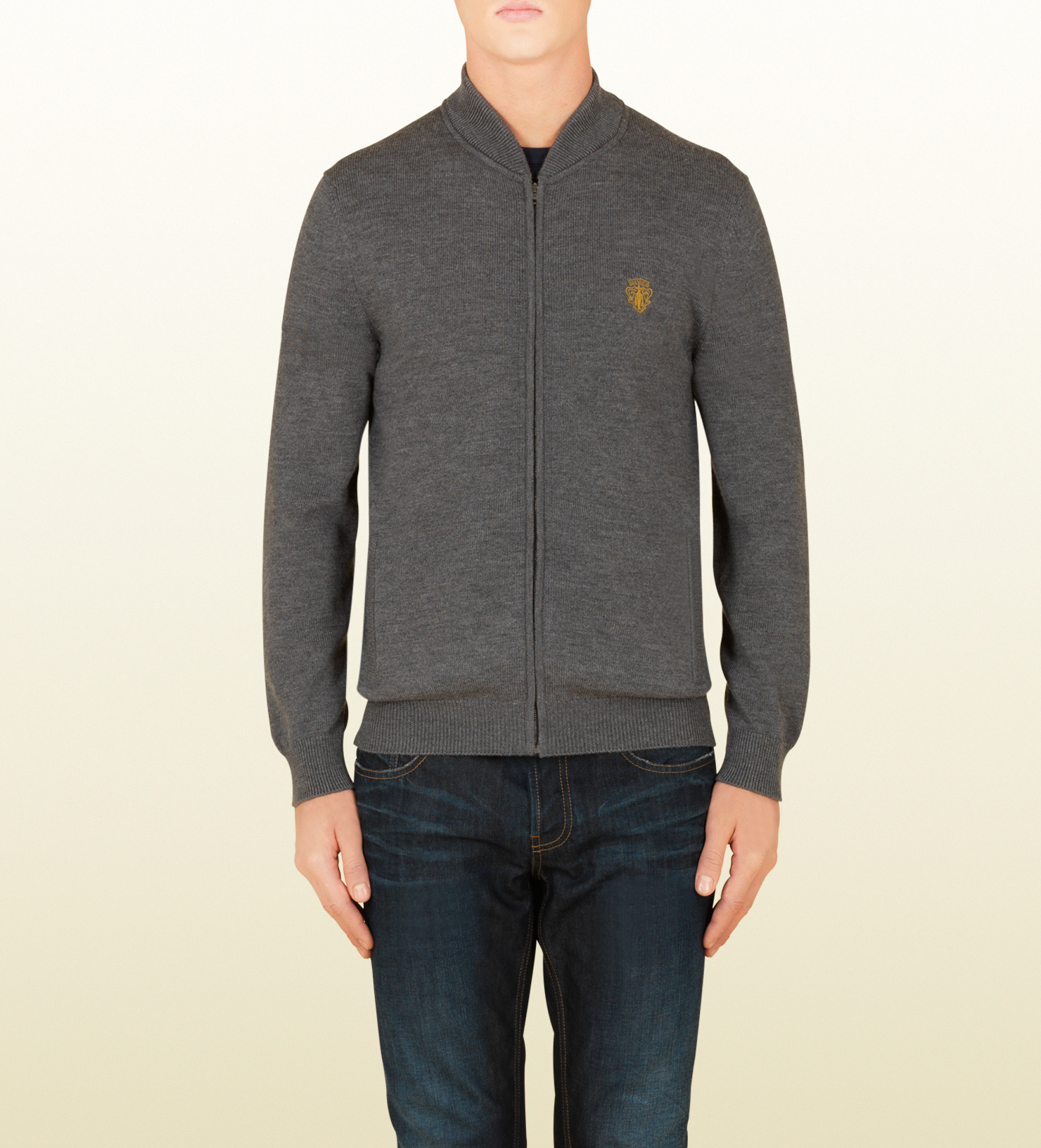 Lyst - Gucci Grey Merino Wool Sweater Jacket in Gray for Men