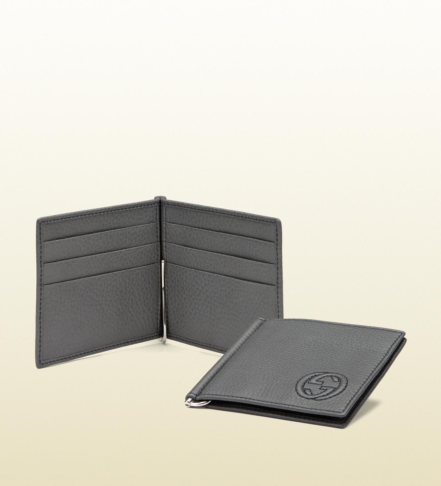 Lyst - Gucci Leather Money Clip Wallet in Gray for Men