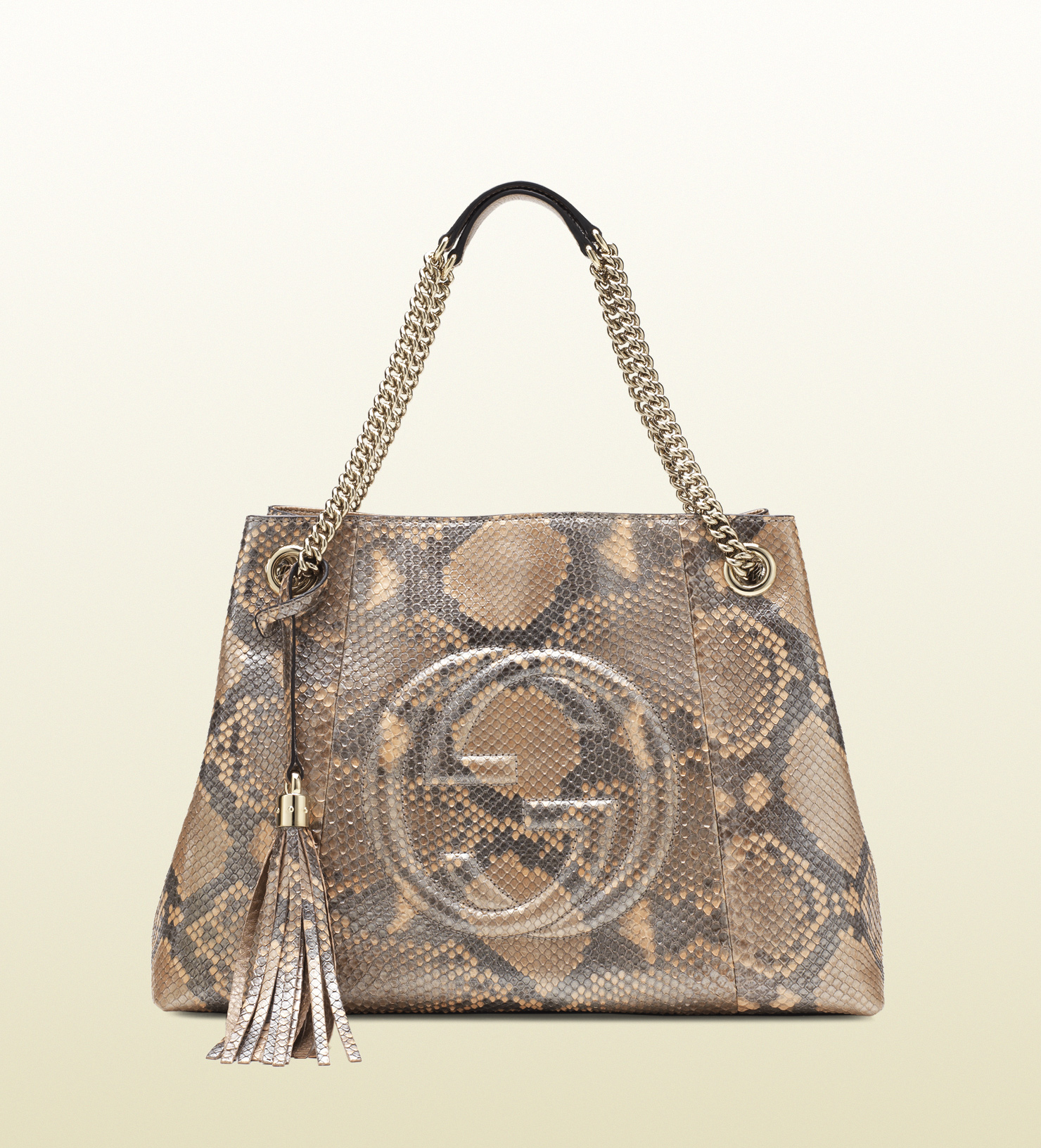 Lyst - Gucci Soho Metallic Python Shoulder Bag in Brown