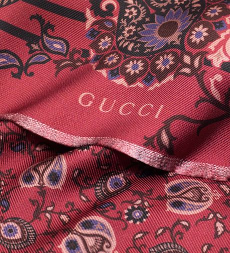 Gucci Paisley Print Doublesided Silk Scarf in Pink for Men (purple) | Lyst