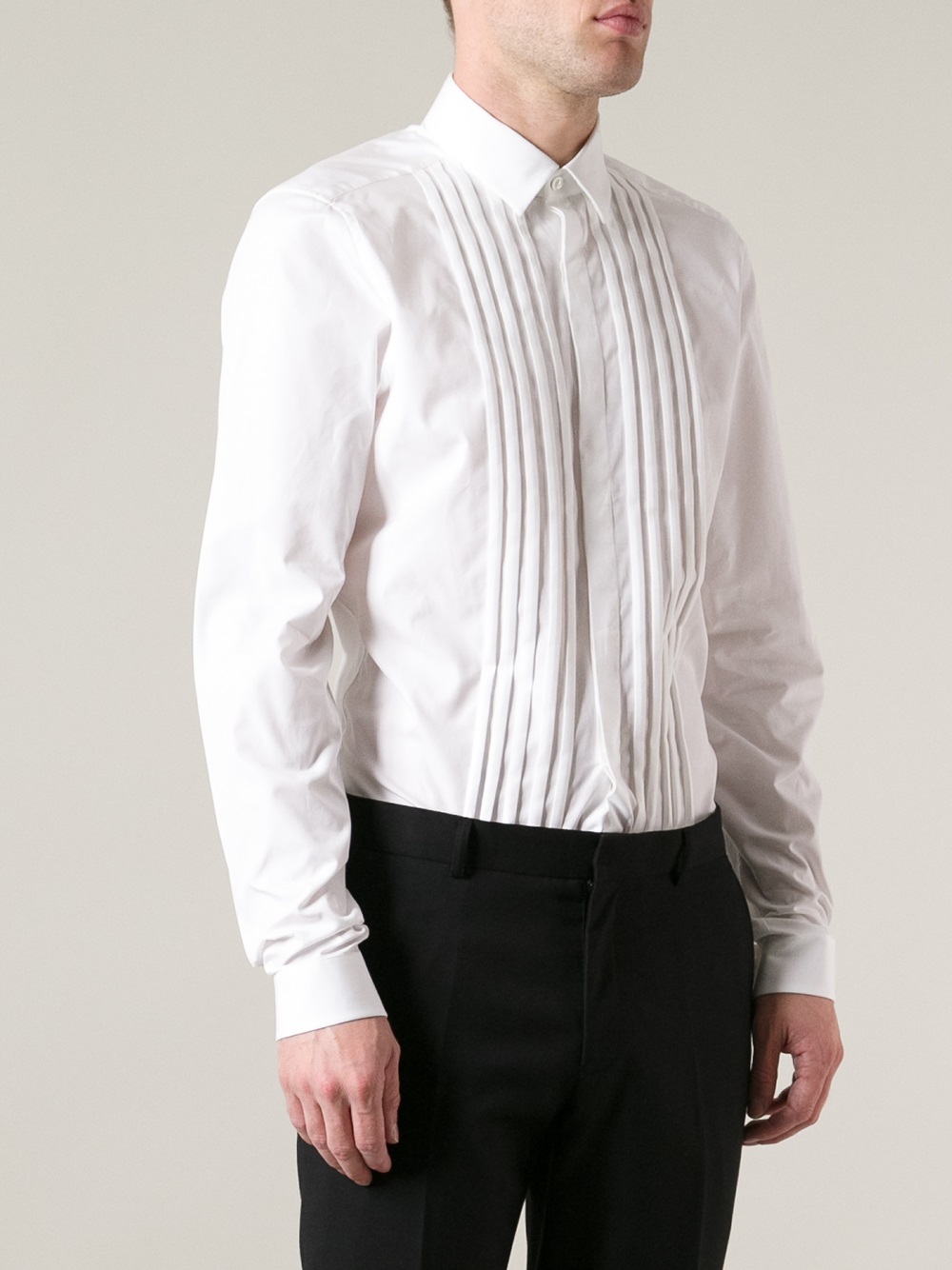 Lyst - Valentino Pleated Shirt in White for Men