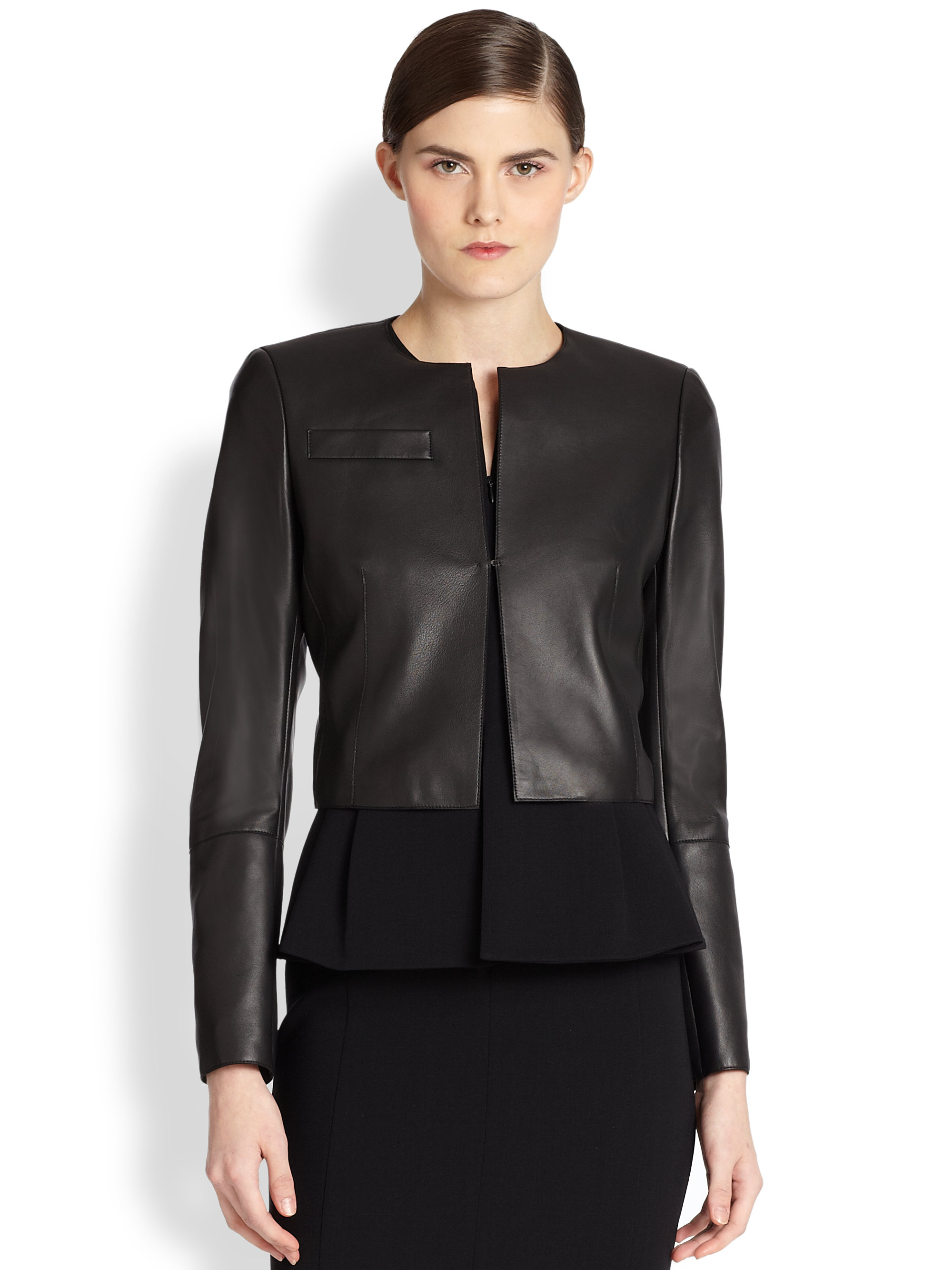 Akris Hasso Cropped Leather Jacket In Black Lyst Gallery