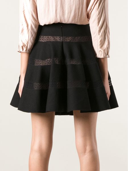 Alaïa Lace Insert Skirt in Black | Lyst