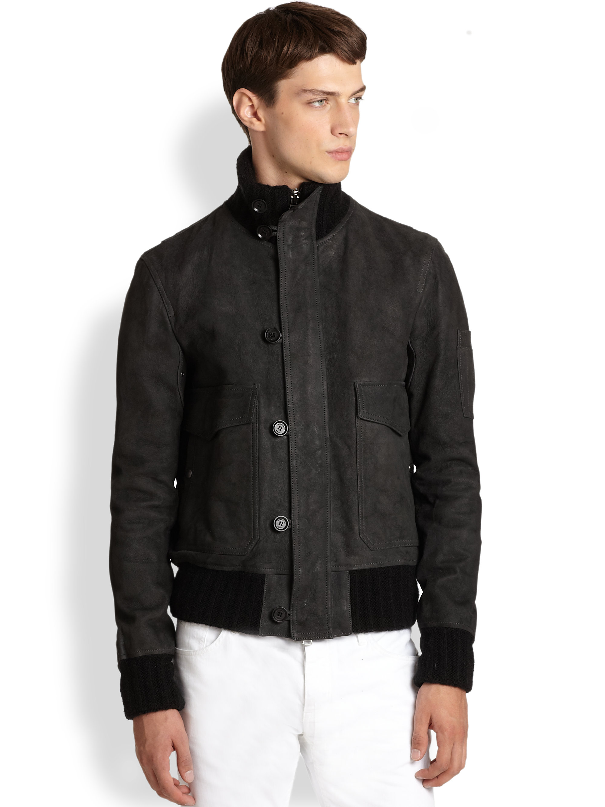 Lyst - Burberry Brit Magee Suede Bomber Jacket in Black for Men