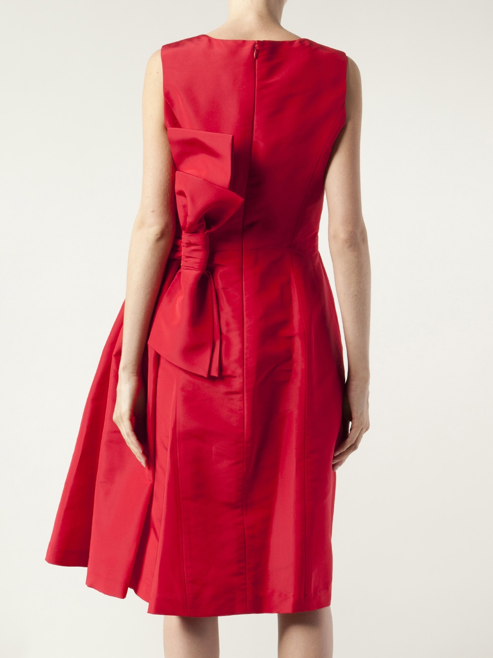 Carolina herrera Asymmetrical Back Bow Dress in Red | Lyst
