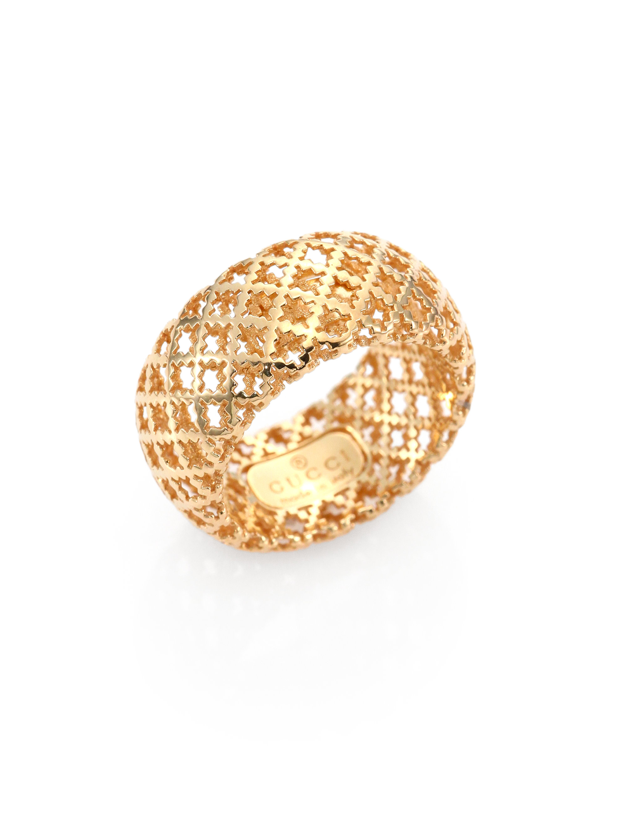 Gucci Diamantissima 18k Yellow Gold Band Ring in Metallic | Lyst