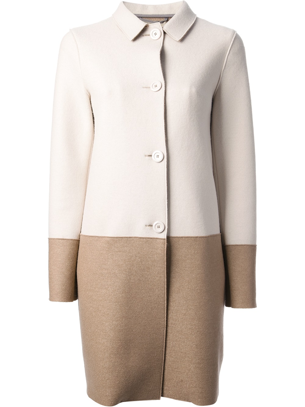 Lyst Herno Two Tone Coat In Natural lyst-herno-two-tone-coat-in-natural