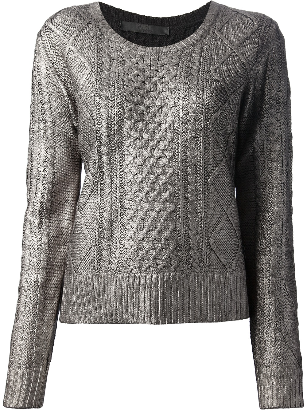 Lyst - Karl Lagerfeld Metallic Knit Sweater in Gray