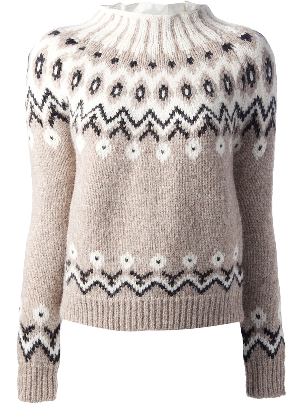 Moncler Fair Isle Knit Sweater in Natural - Lyst