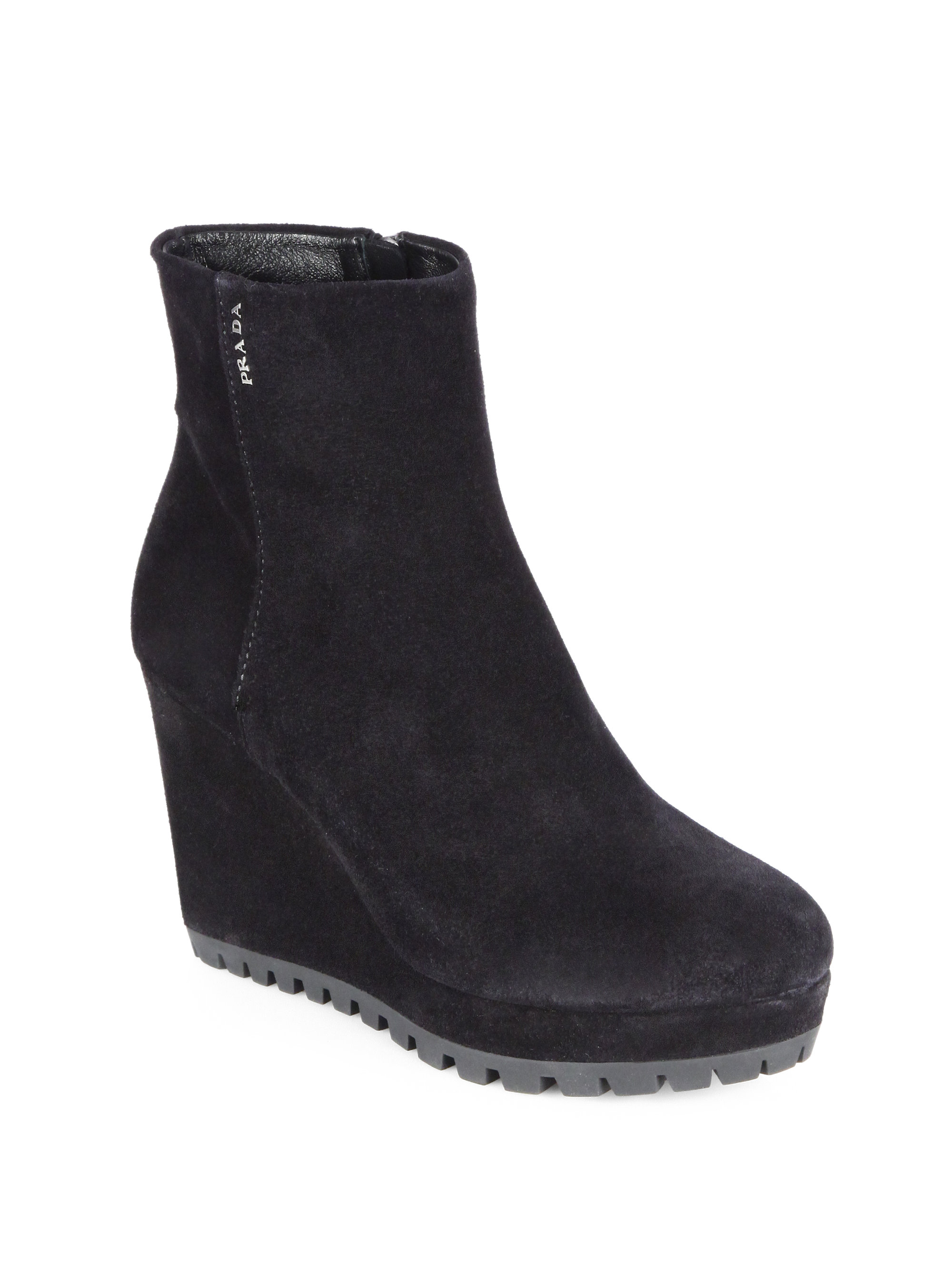 ladies black wedge boots