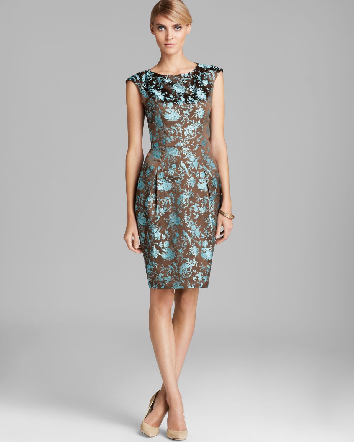 Lyst - Sue Wong Cutout Back Printed Dress in Blue
