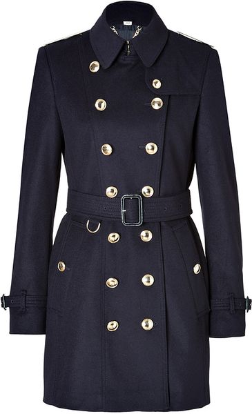 Burberry Wool Cashmere Queens Crown Trench Coat in Navy in Blue (navy ...