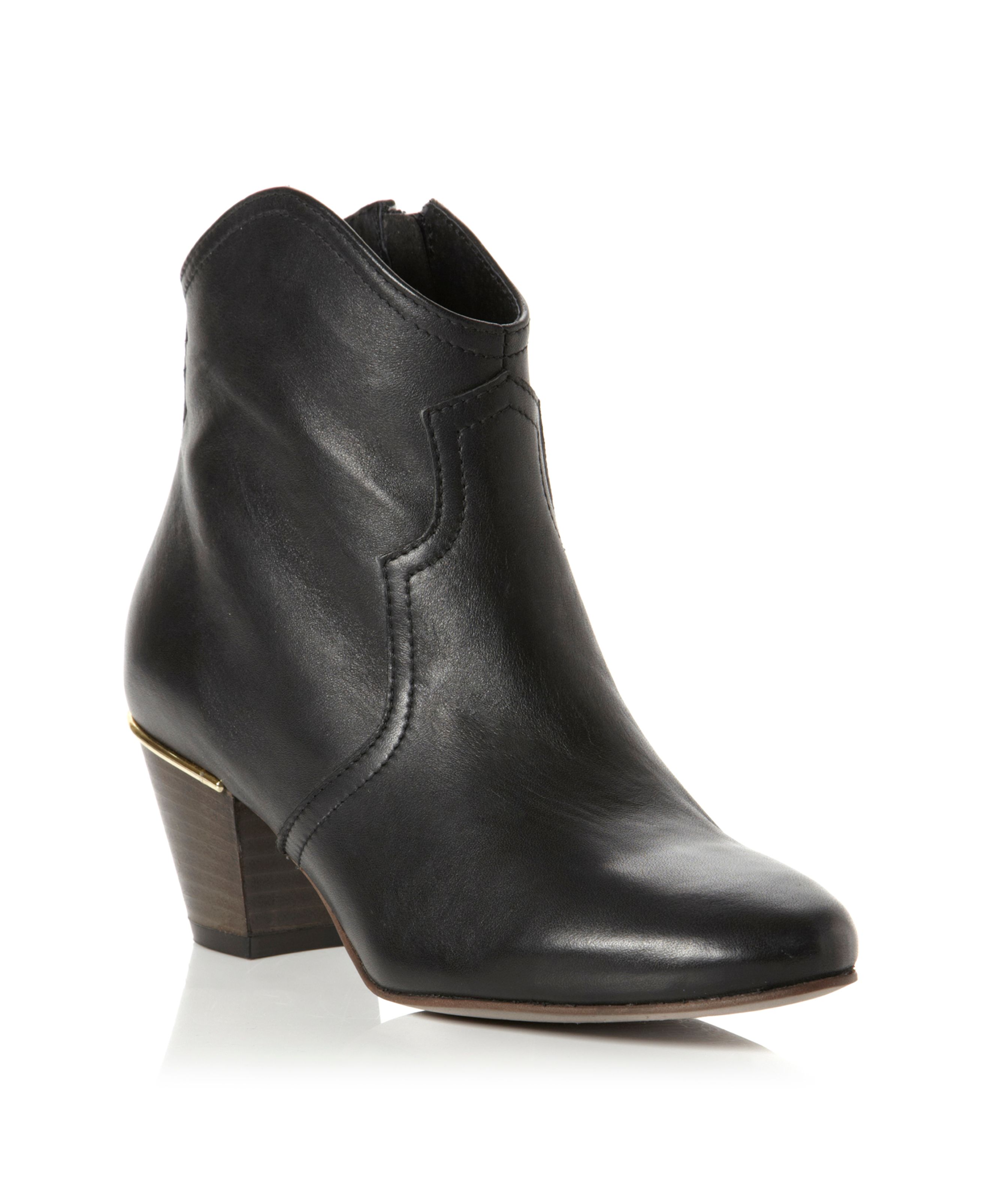 Dune Perla Leather Western Style Ankle Boots in Black | Lyst