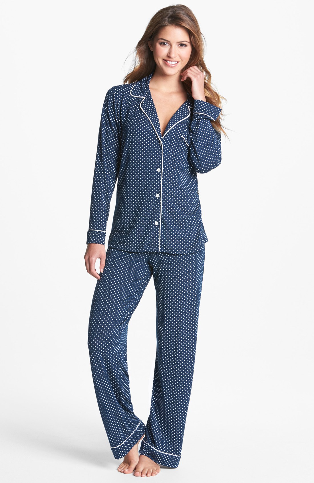 Eberjey Sleep Chic Knit Pajamas in Blue (Navy/ Ivory Stars) | Lyst