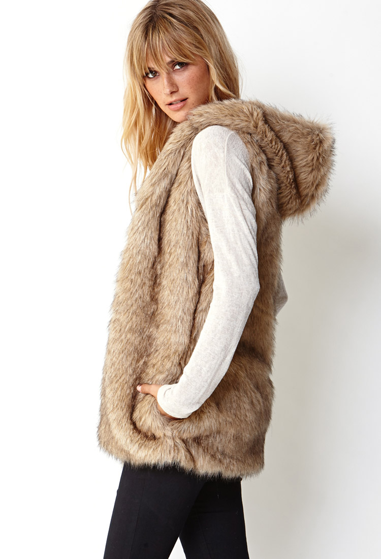 Lyst - Forever 21 Favorite Faux Fur Vest in Brown