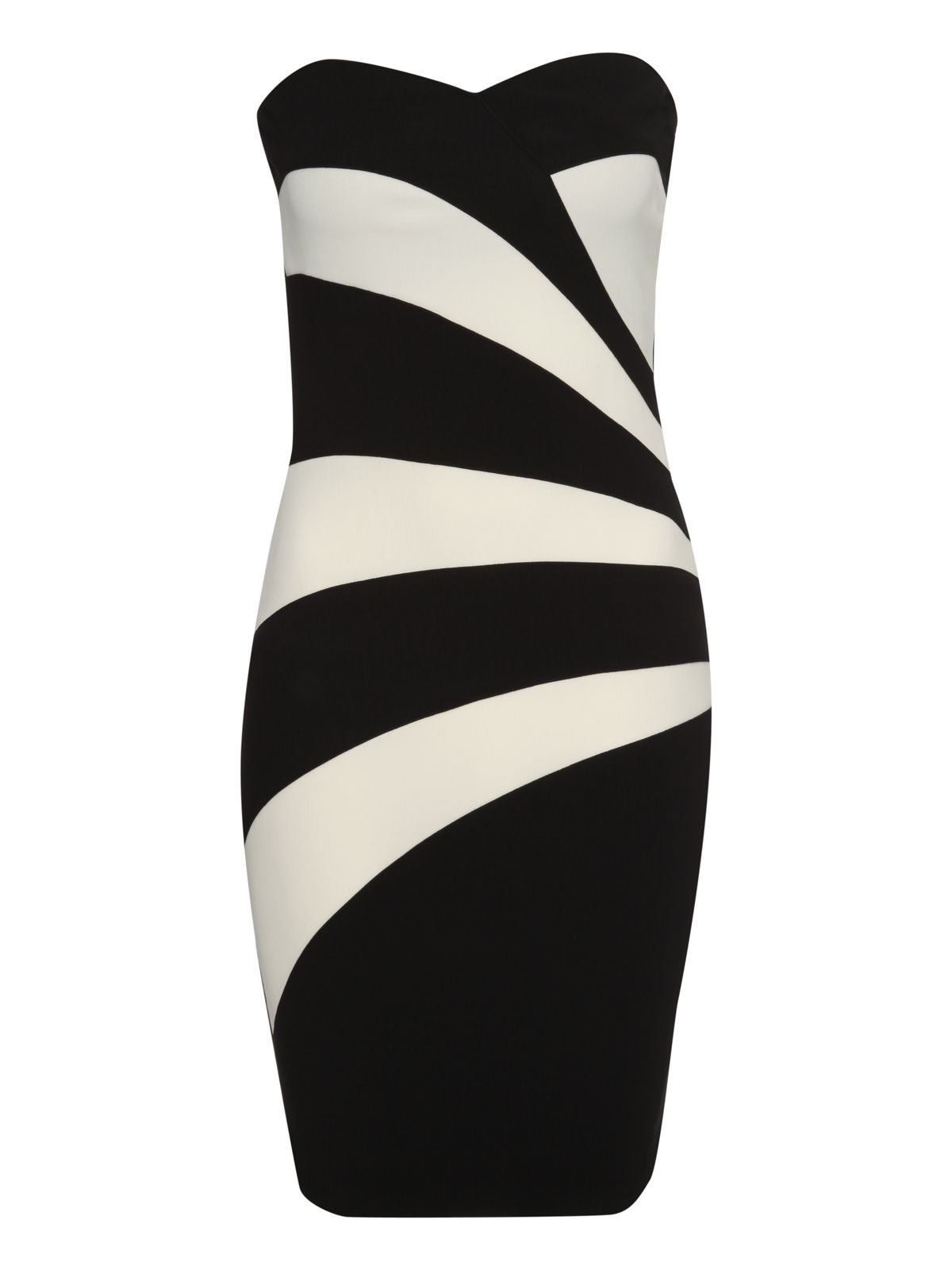 Jane Norman Monochrome Strapless Bodycon Dress in White (Black/White ...