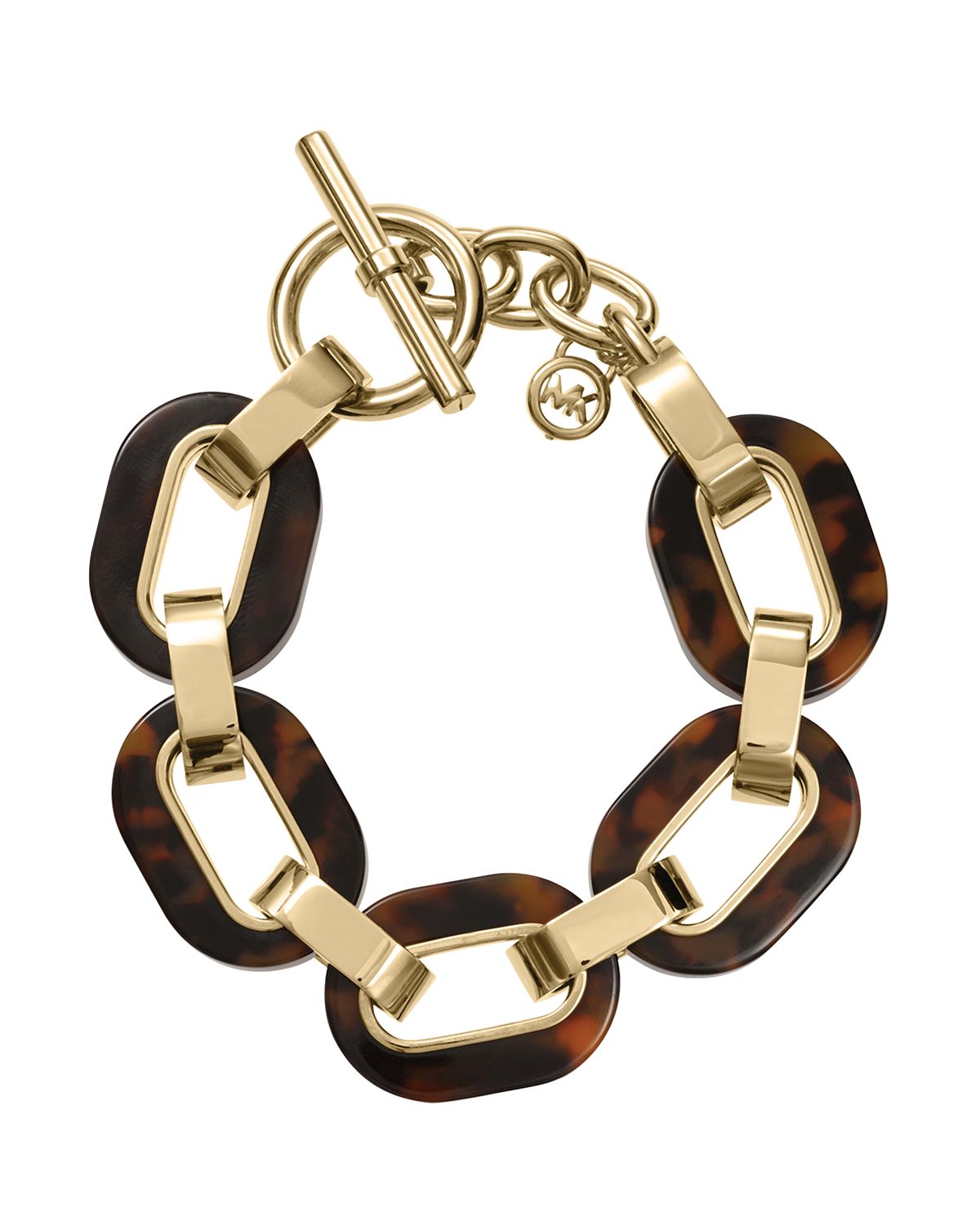 Michael Kors Tortoise Print Status Link Toggle Bracelet in Gold (Gold ...