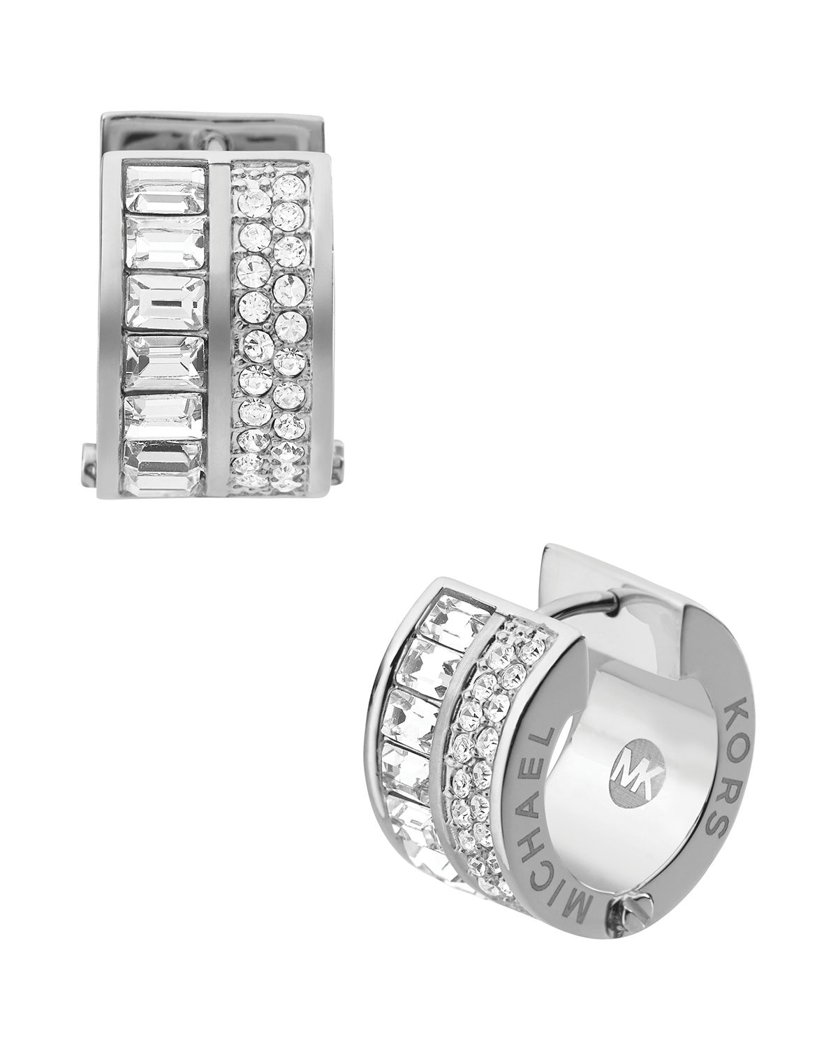 Lyst Michael Kors Pave And Baguette Huggie Hoop Earrings In Metallic Gallery