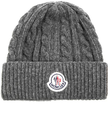 Moncler Cable Knit Beanie Hat in Gray for Men (grey) | Lyst