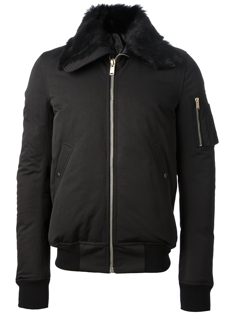 Lyst Rick Owens Fur Collar Bomber Jacket in Black for Men