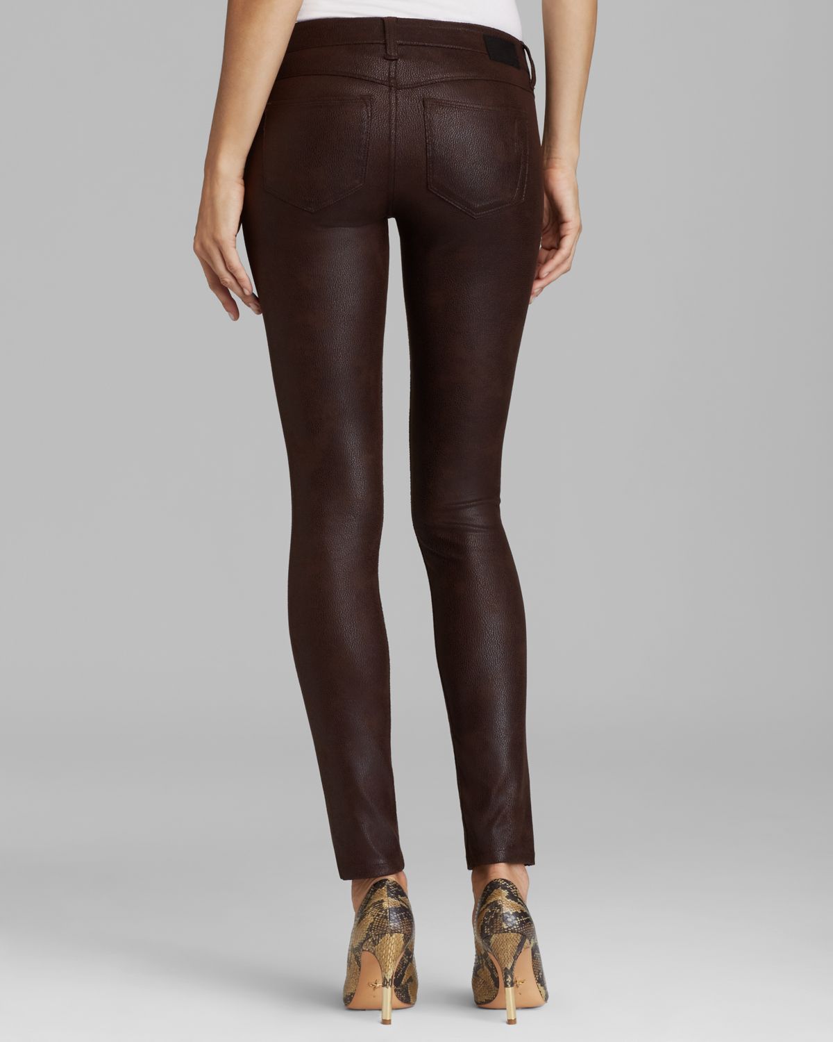 Sold design lab Jeans Faux Suede Skinny in Dark Chocolate in Brown Lyst