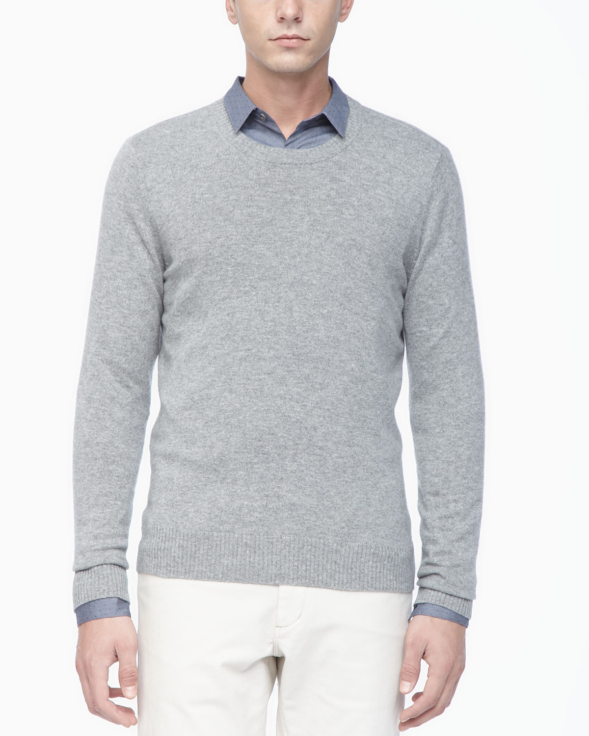 Lyst - Theory Crew Neckline Cashmere Sweater in Gray for Men