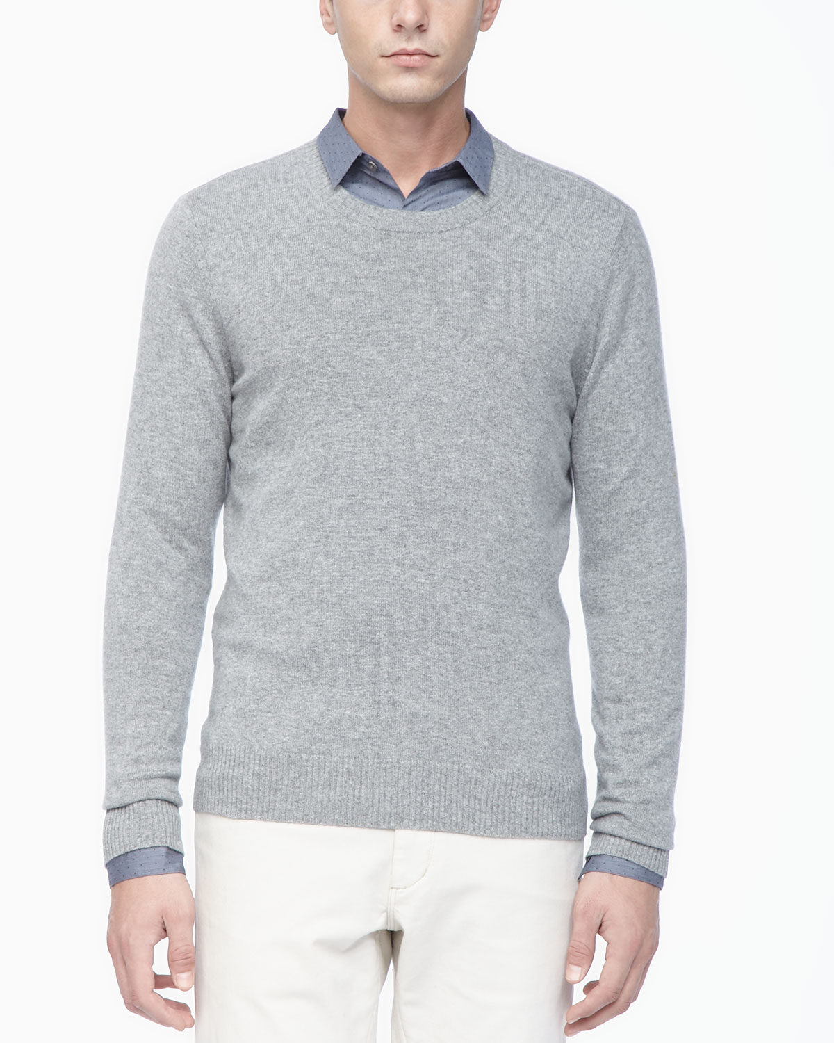 Lyst Theory Crew Neckline Cashmere Sweater in Gray for Men