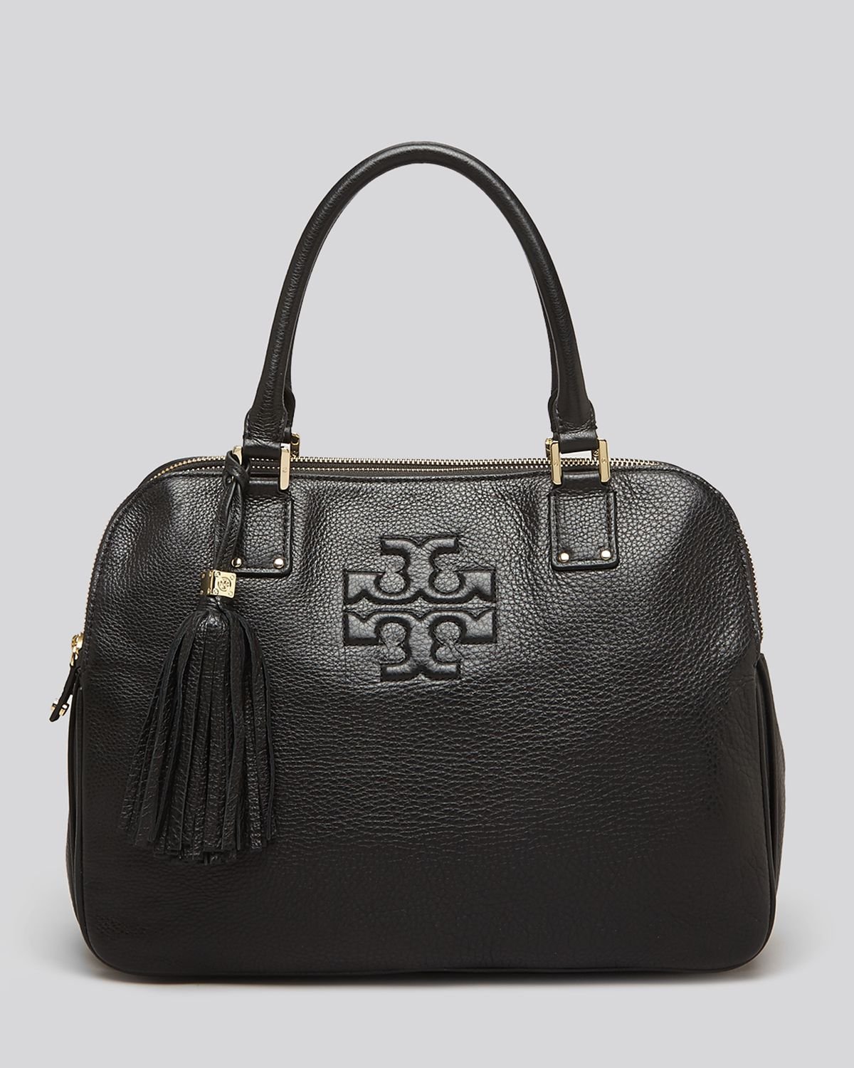 Tory burch Satchel - Thea Triple Zip Compartment in Black | Lyst