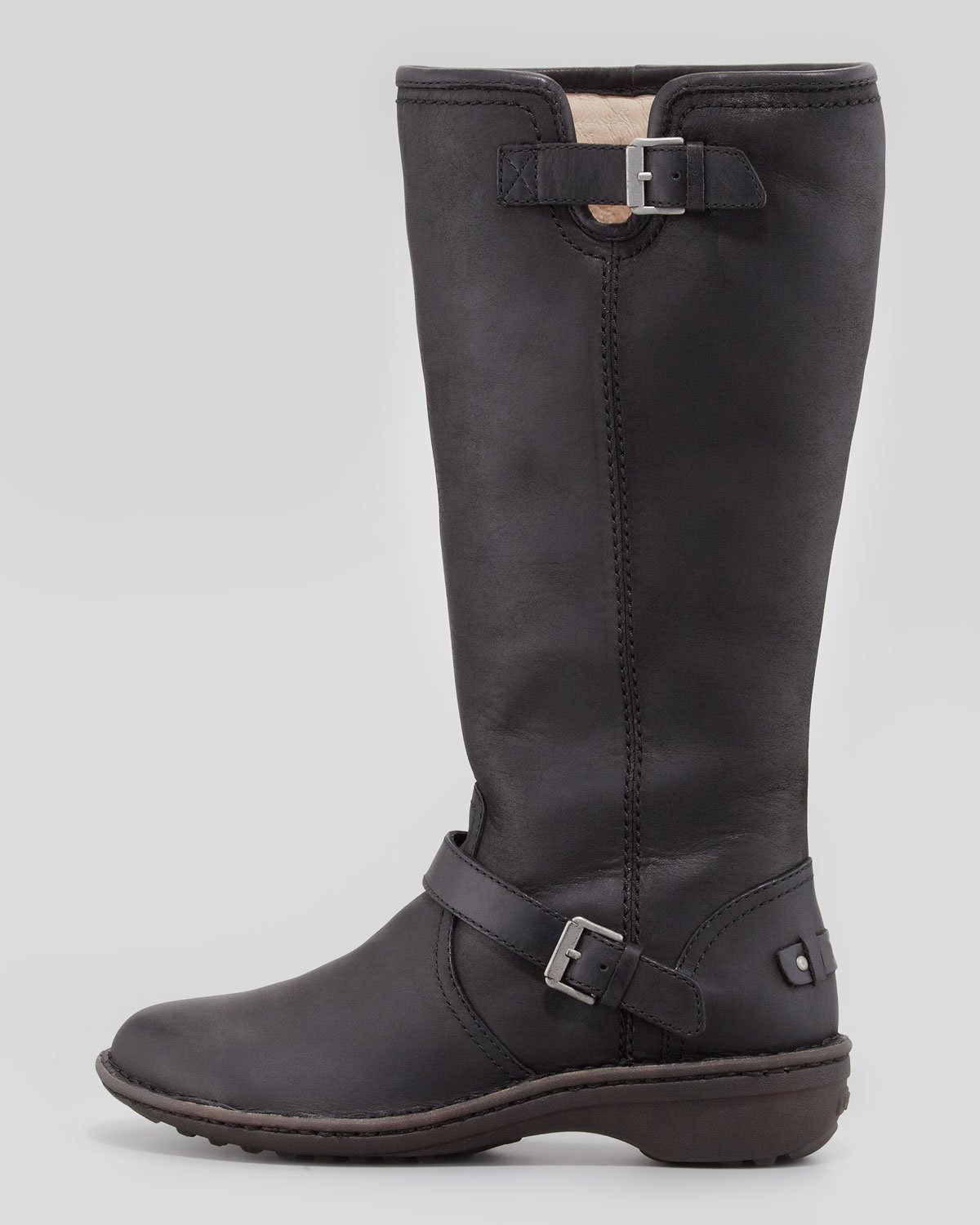 Ugg Tupelo Tall Leather Boot Black in Black | Lyst