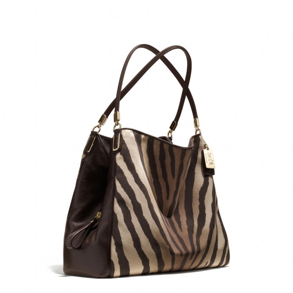 Lyst - Coach Madison Small Phoebe Shoulder Bag in Zebra Print Fabric in ...