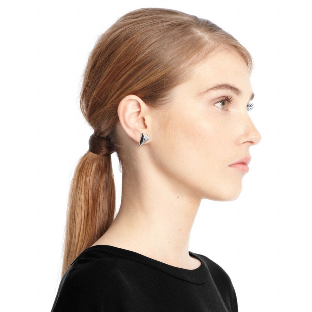 Lyst Coach Small Pyramid Stud Earrings In Metallic Gallery