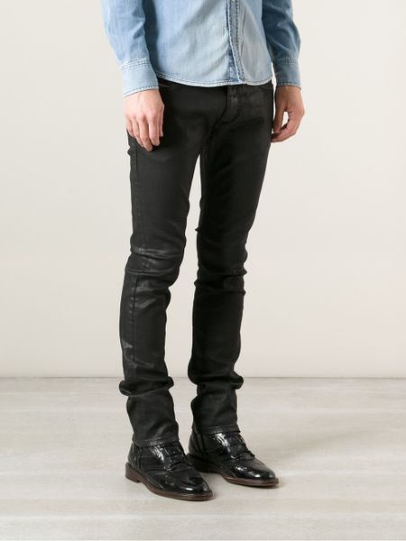 Diesel Waxed Denim Jeans in Black for Men | Lyst