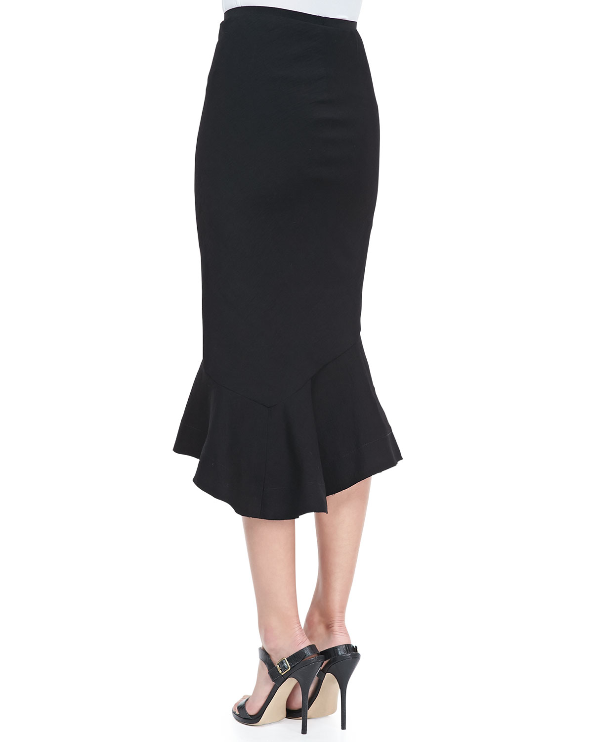 Lyst - Donna karan Asymmetric Trumpet Skirt in Black